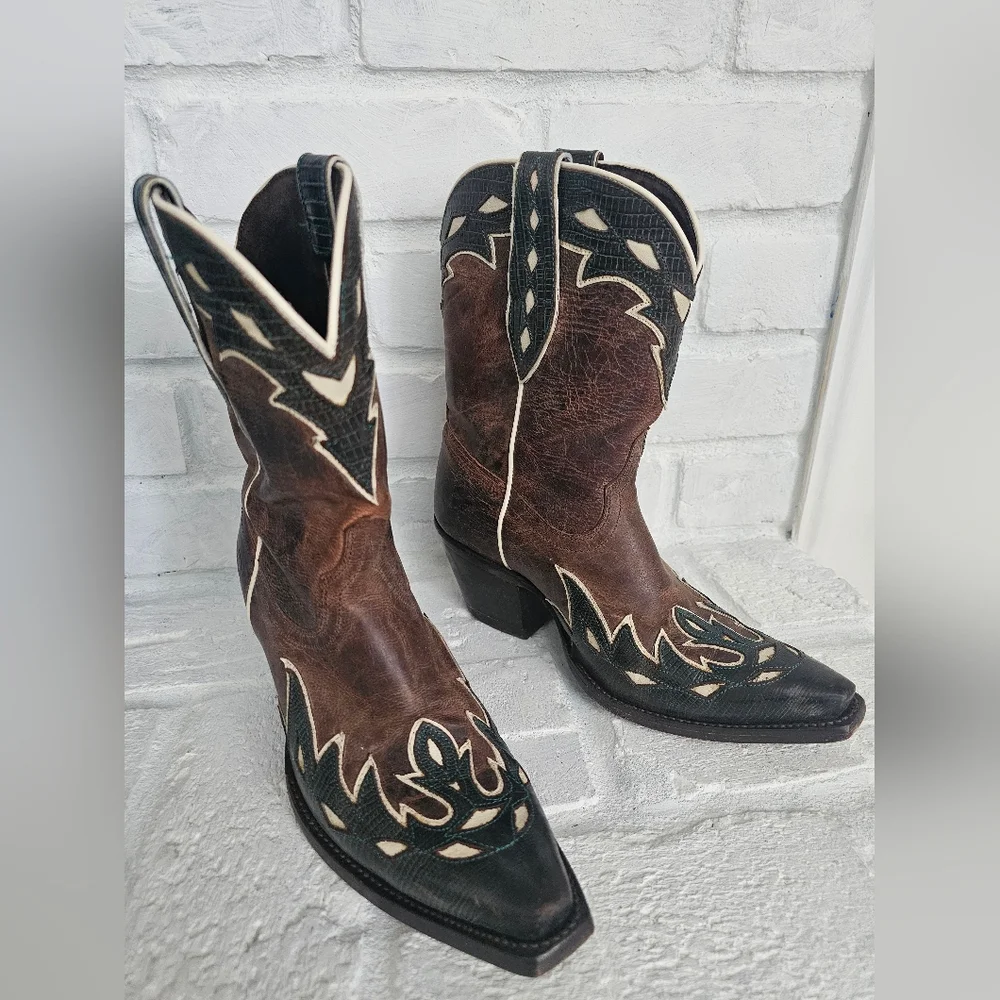 Ariat Brown Leather Western Cowboy Boots Womens Size 6 1/2 - Picture 1 of 6